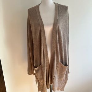 Beige long XL sweater Devotion by Cyrus open front long sleeve pockets
